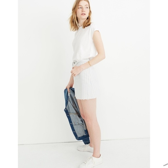 MADEWELL Stretch A-Line Mini Skirt in Pompano Stripe: Button-Front Edition 32 - Picture 1 of 9